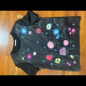 ZARA Faux Leather Blouse. Size Small